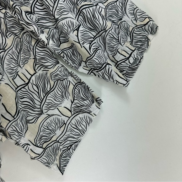 Rachel Zoe Linen Top Womens 2X Dolman Sleeve She’ll Print V Neck Tie Blouse - Picture 7 of 7